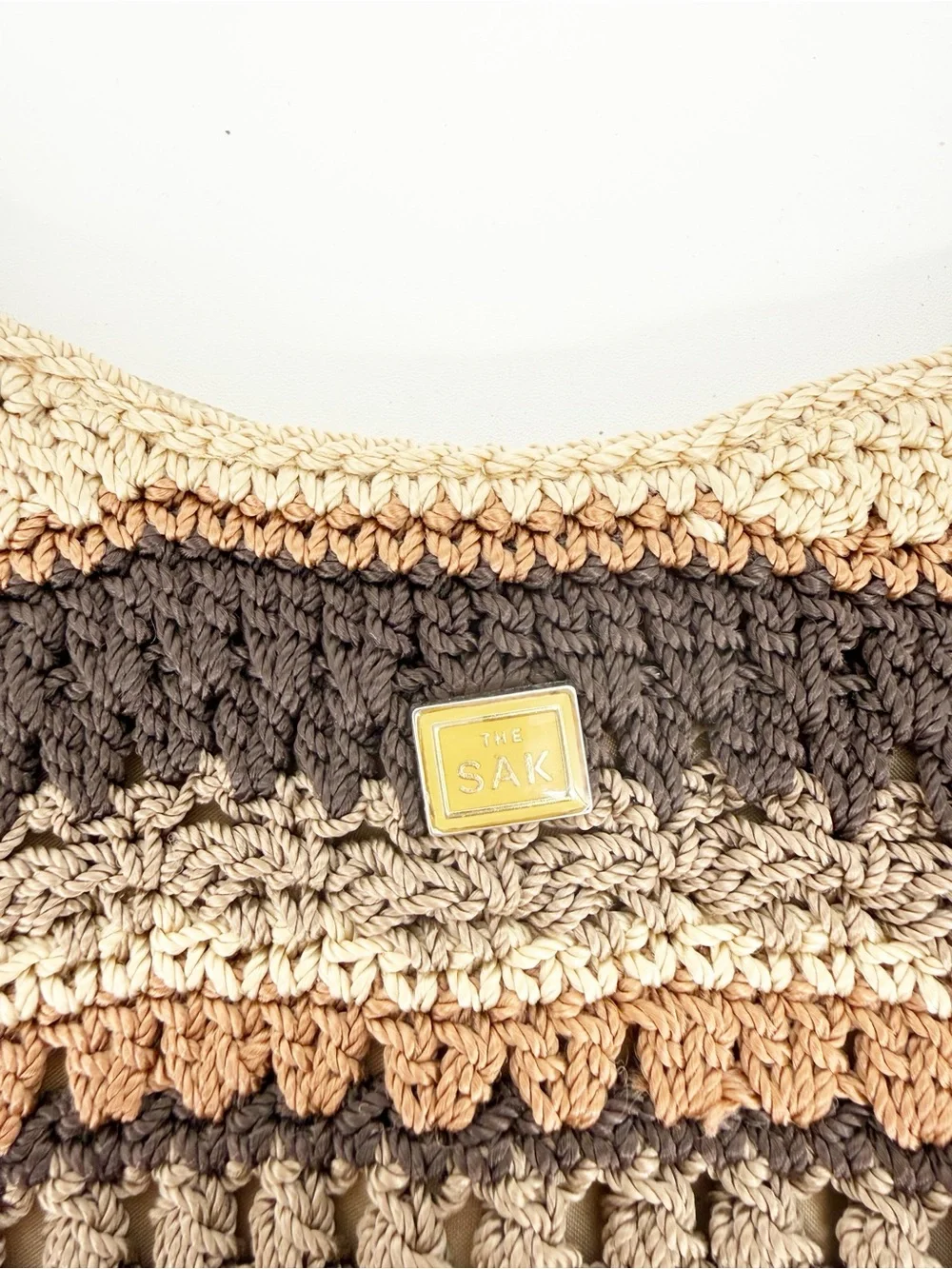 The Sak Striped Crochet Hobo Shoulder Bag Multicolor Boho Chic